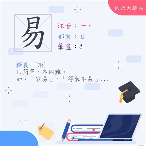 易部首的字|漢字:易 (注音:ㄧˋ,部首:日) 